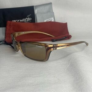 Arnette Ironfist Polarized Sunglasses Bronze Wrap Amber Lens Italy 4031-194/84